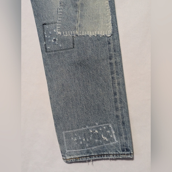 NWT Levis 501 Original Transitional Straight Leg Destructed Selvedge Jeans 32x31 - Picture 8 of 16